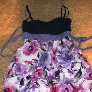 Cute floral ruffle dress. Adjustable straps and a tie in the back. Size 11.
